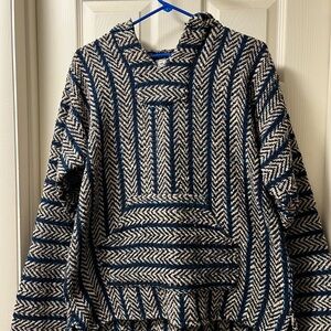 Striped Blue and White Baja Hoodie